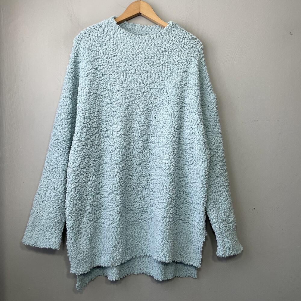 Merokeety Sweater Size 2XL Ice Blue Soft Popcorn Knit Boucle Textured Cozy Chic